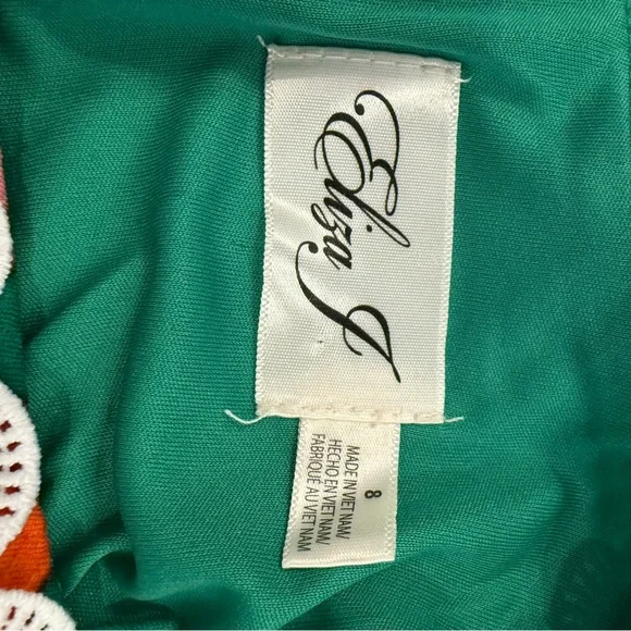 Eliza J Mod Shift Style Dress Women’s Sz 8 Green Floral Flowers Lace Colorful - Picture 4 of 9